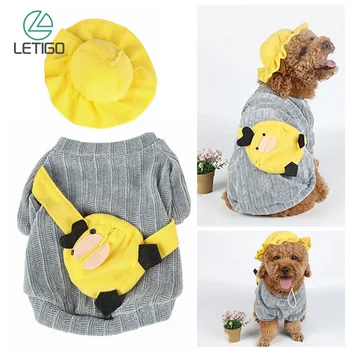 

Dog Winter outfits Warm Pet Clothes одежда для собак Cotton Sweater with Back Bag & Hat For Puppy Dogs chihuahua French Bulldog