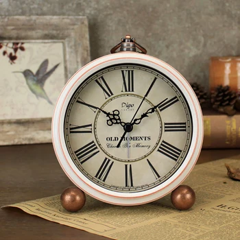 

Exquisite Office Time Display Metal Vintage Clock Gift Home Decor Bedroom Living Room Study Roman Numerals Desktop Ornaments