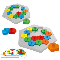 Cor hexágono quebra cabeça bloco tangram cérebro teaser jogo brinquedo geometria lógica iq jogo brinquedo educacional presente para todas as idades desafio