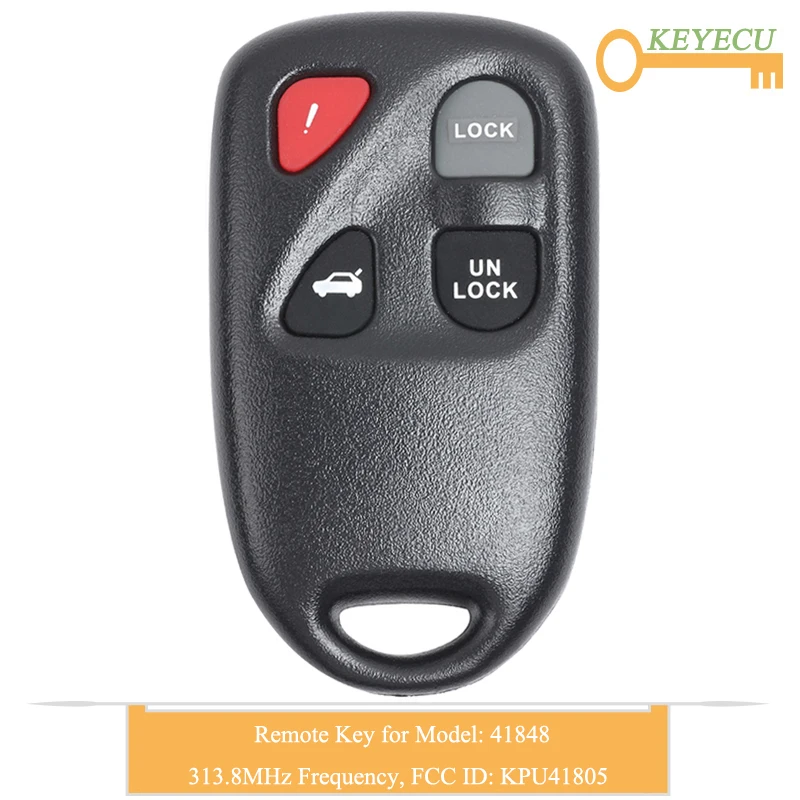 KEYECU Автозапуск дистанционного Управление ключи для Mazda RX-8 2004 2005 2006 2007 2008 Fob 4 кнопки-FCC, аддитивного цветового пространства(ID: KPU41805 Модель: 41848