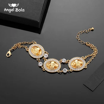 

Arab Middle East African Jewelry Ethiopian Gifts Gold Color Charm Muslim Islam Bracelets for Women with Crystal Bangle