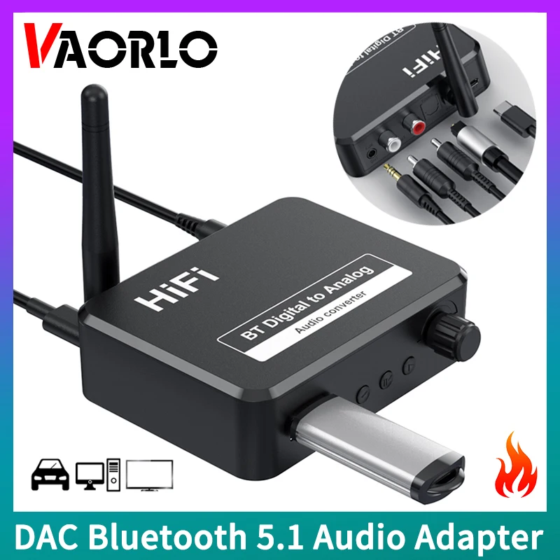 DAC Bluetooth 5 1 аудио приемник цифро-аналоговый преобразователь 3 мм AUX RCA L/R u-диск