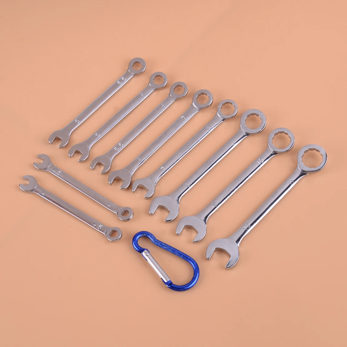 

LETAOSK 10PCS Professional 4-11mm Mini Combination Small Engineer Wrench Spanner Set Metric Hardwares with Hook