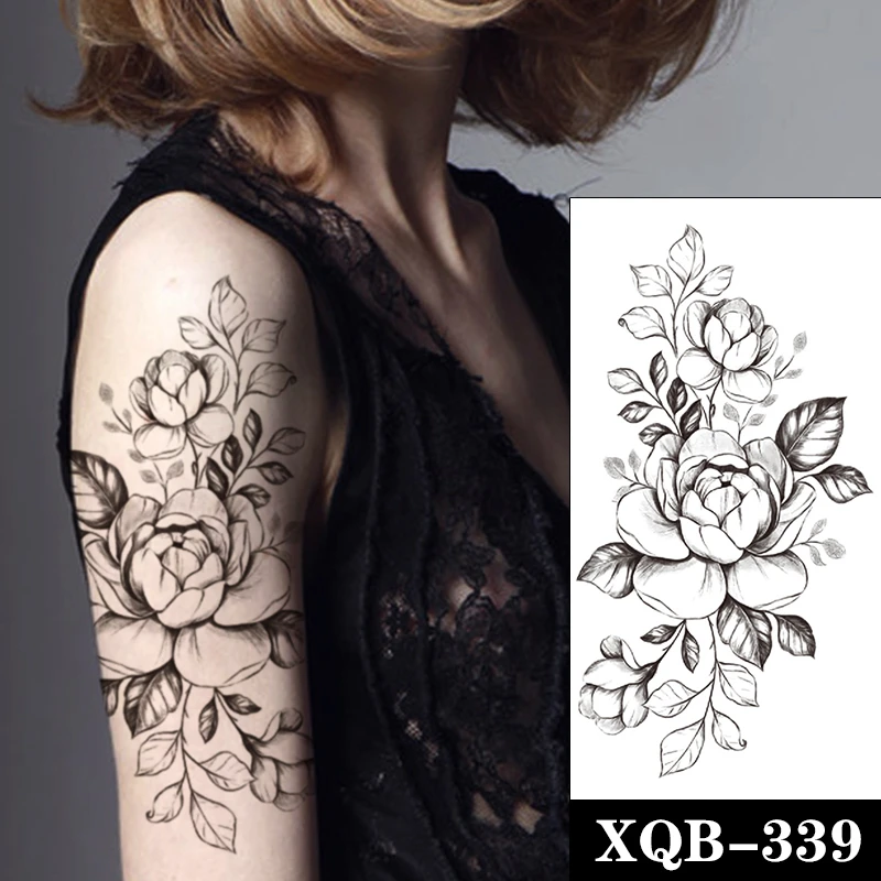 一時的なタトゥーステッカー黒スケッチ花ローズ枝葉フェイクタトゥー防水入れ墨アーム大サイズ女性ガール Temporary Tattoos Aliexpress 一時的なタトゥーステッカー黒スケッチ花ローズ枝葉フェイクタトゥー防水入れ墨アーム大サイズ女性ガール Temporary Tattoos Aliexpress