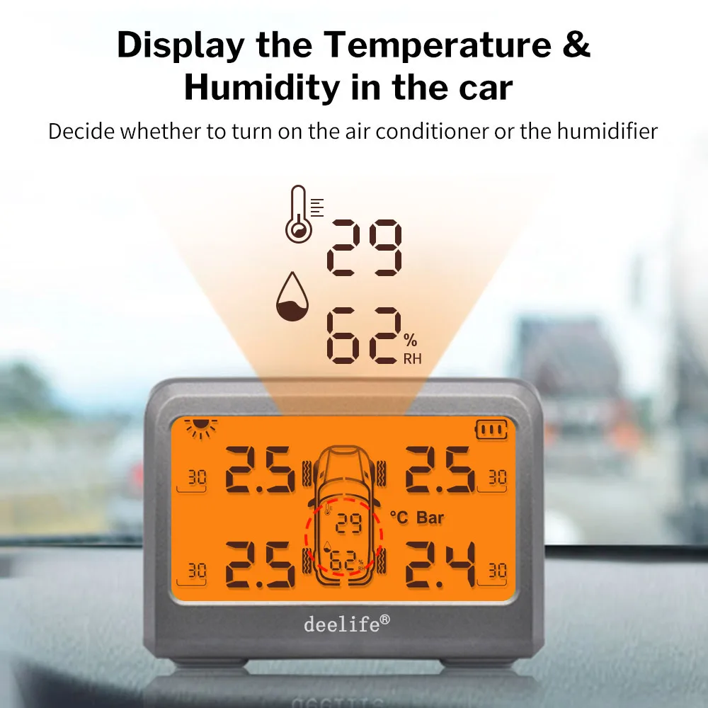 Deelife-ڵ TPMS ¾翭 Ÿ̾ з ͸ ý, 0-8 Bar Ÿ̾ з  4 , , 4  