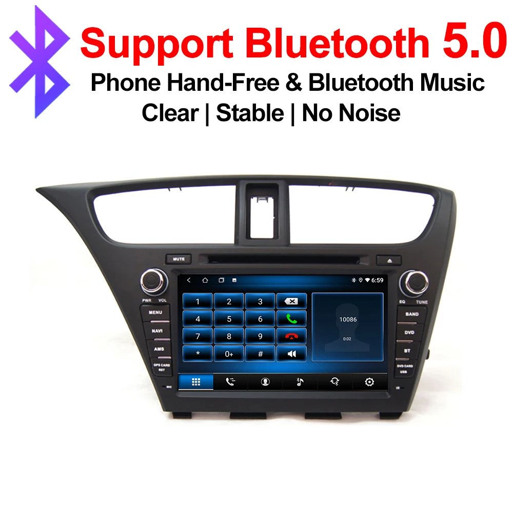 YAZH Android 9 0 Автомобильный DVD плеер для Honda Civic Hatch Back 2013 2014 2015 Авто Радио Bluetooth 5 SWC AUX 32