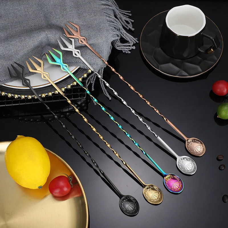 Spiral Bar Cocktail Spoon Stainless Steel Bartender Stir Spoons Muddlers Whisky Drinks Mixing Rod Kitchen Accessories