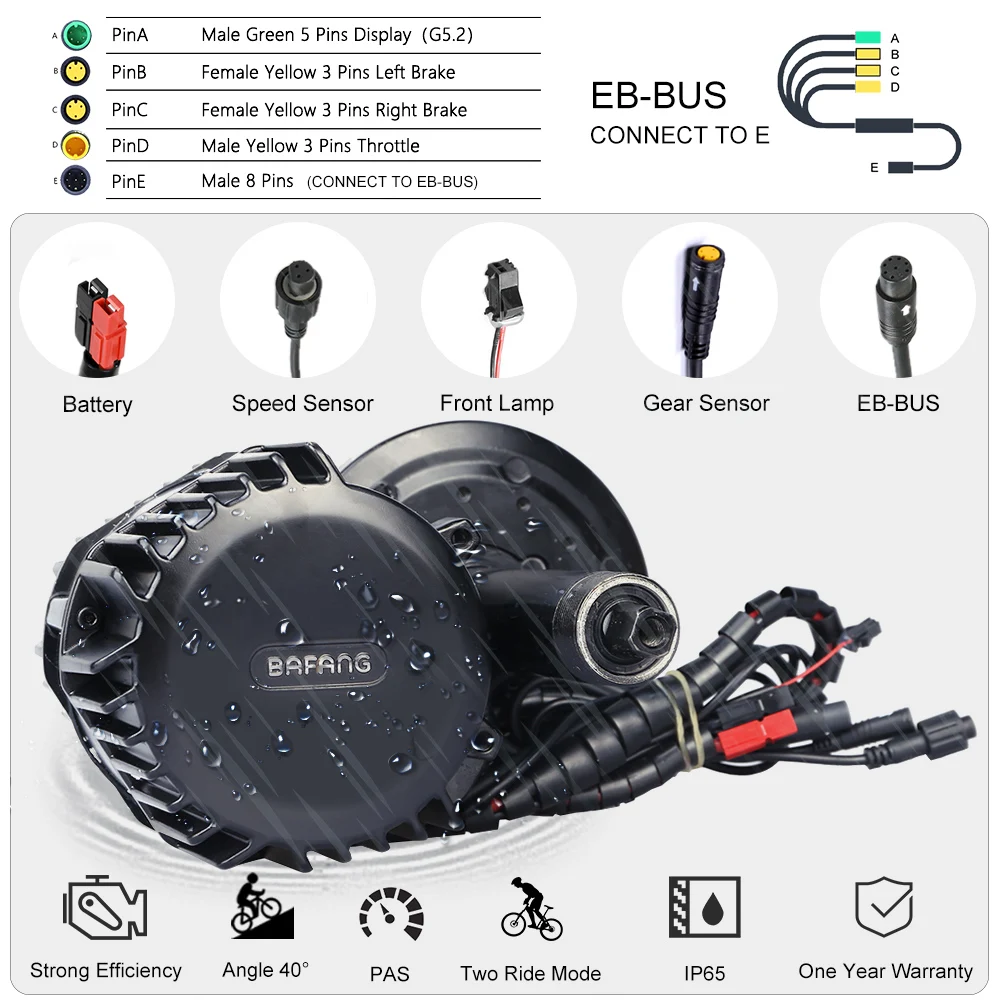 Набор для переоборудования Ebike Bafang BBSHD BBS03 48/52 в 1000 Вт средний мотор с литиевой