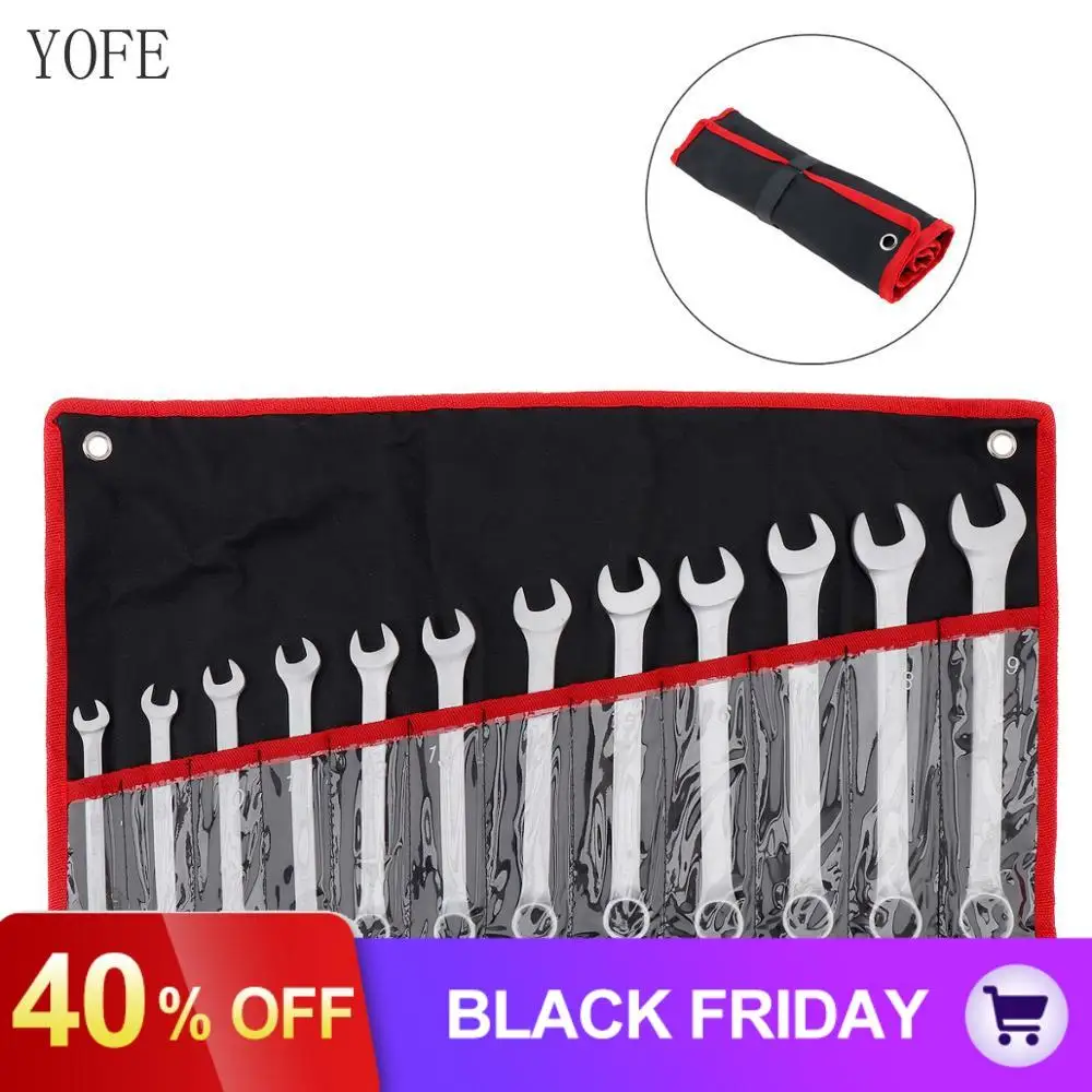 

12pcs 8mm-19mm Combination Spanner Set Chrome Vanadium Steel Professional Ratchet Wrench Set Hand Repair Tools Kit