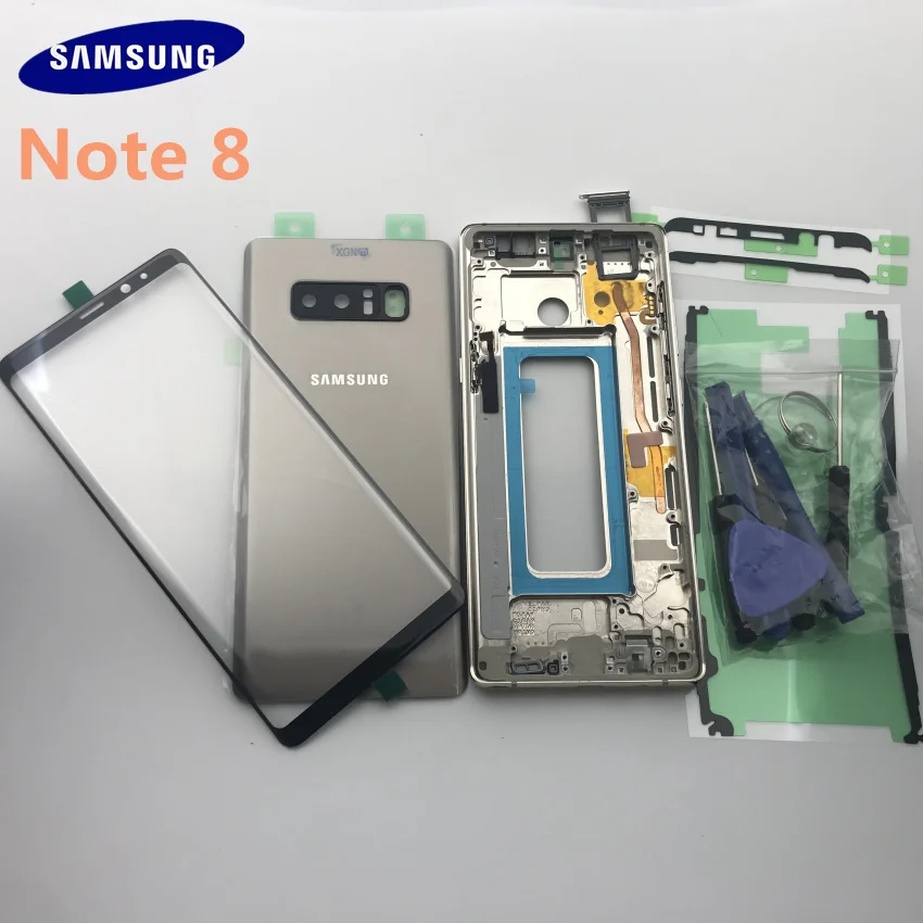 samsung Galaxy NOTE 8 N950 N950F полный корпус чехол задняя крышка Передний экран стекло объектив+ средняя рамка полные части