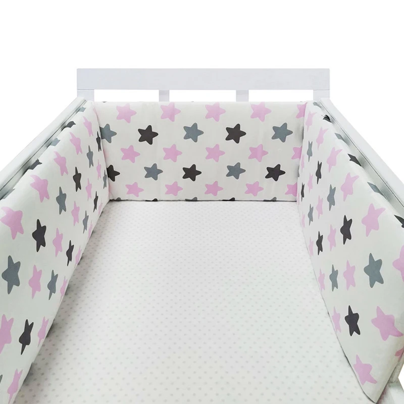 

Baby Bed Crib Bumper U-Shaped Detachable Zipper Cotton Newborn Bumpers Infant Safe Fence Line bebe Cot Protector Unisex