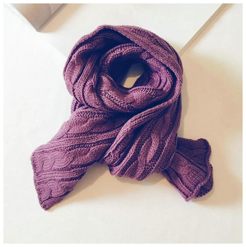 Осенне-зимний вязаный детский шарф, модный однотонный шарф в Корейском стиле с кольцом для мальчиков и девочек 26