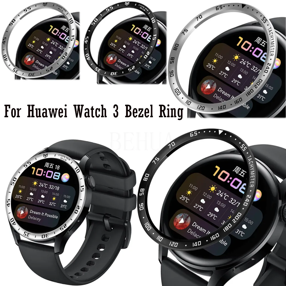 

Bezel Ring Styling Stainless Steel Cover For Huawei Watch 3 Case Protection Metal Cases Speed Adhesive AntiScratch new Fashion