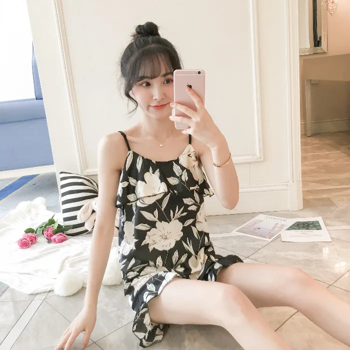 

[Temperature Attitude Warm] Summer New Style Korean-style Camisole Model Silk Plant Set M -Xxl