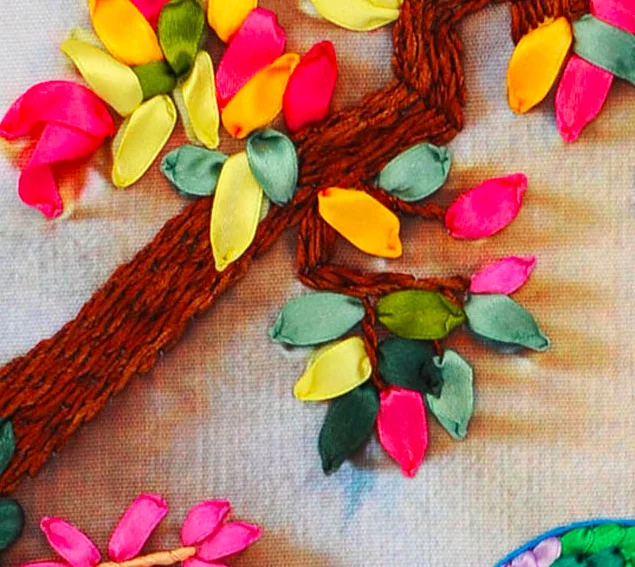 3D Павлин шелковая лента с цветами Ваза Набор для вышивки крестом рукоделие вышивка живопись ремесло наклейки на стену украшение дома