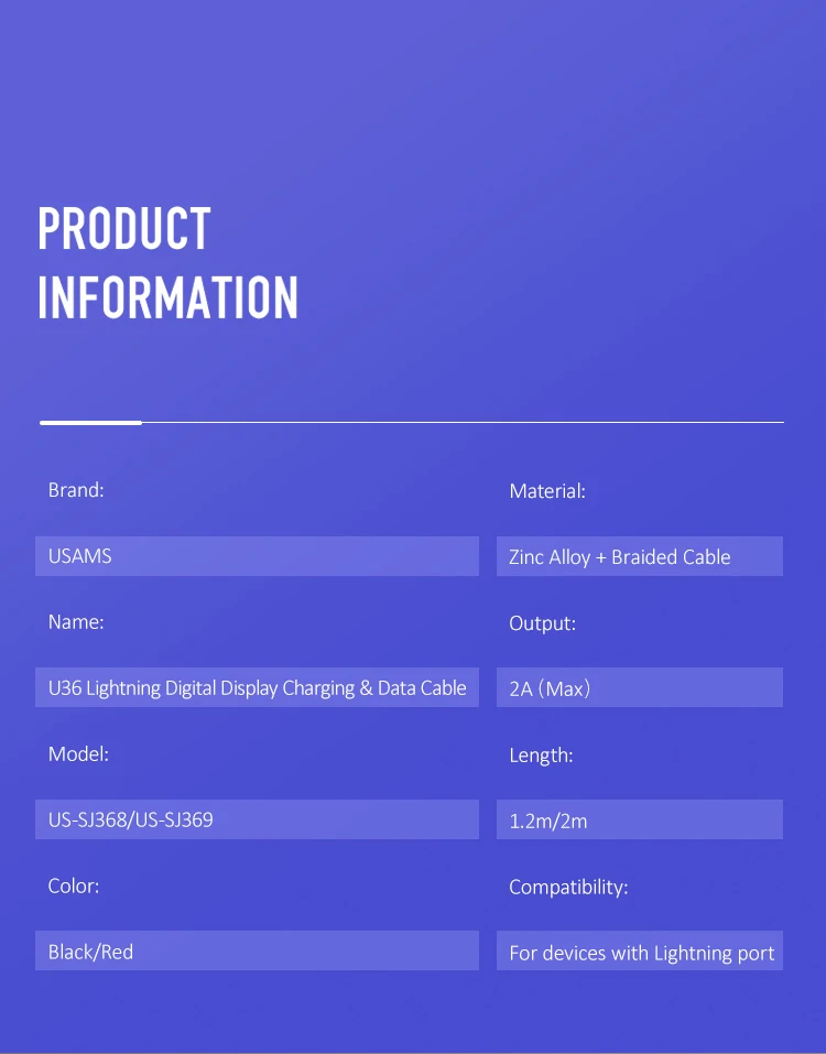 USAMS светодиодный usb кабель зарядное устройство для iPhone xs max xr 8 7 6s plus 5se 11 ipad кабель передачи данных для быстрой зарядки 1 м 2 м для usb lightning Кабель