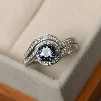 

European and American Zircon Simple Emerald Round Four-claw Ring S925 Sterling Silver Ladies Exquisite Ring Hand Jewelry