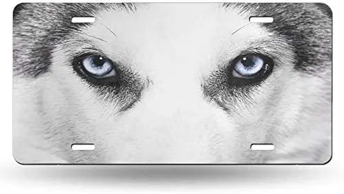 

yunsu Husky Dog Eyes License Plate,car Decor Personalise Tag,Novelty Car Front License Plate Metal Aluminum Car Plate