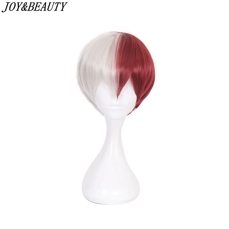 

JOY&BEAUTY My Hero Academia Boku no Hiro Akademia Shoto Todoroki Shouto Wigs Synthetic Hair Silver White And Red Cosplay Wig