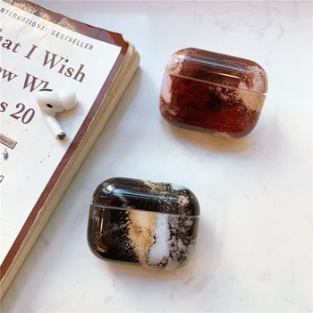 

burgundy marble gilding color hard bluetooth wireless headset cover for apple airpods 1 2 pro charging case