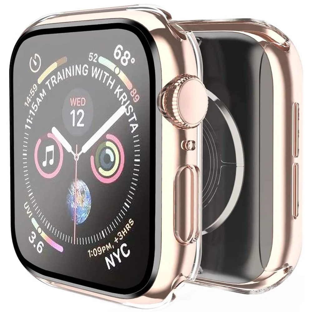 Чехол для Apple Watch SE 6 5 4 3 2 Band 44 мм 40 42 38 защита экрана силиконовая защитная | Наручные