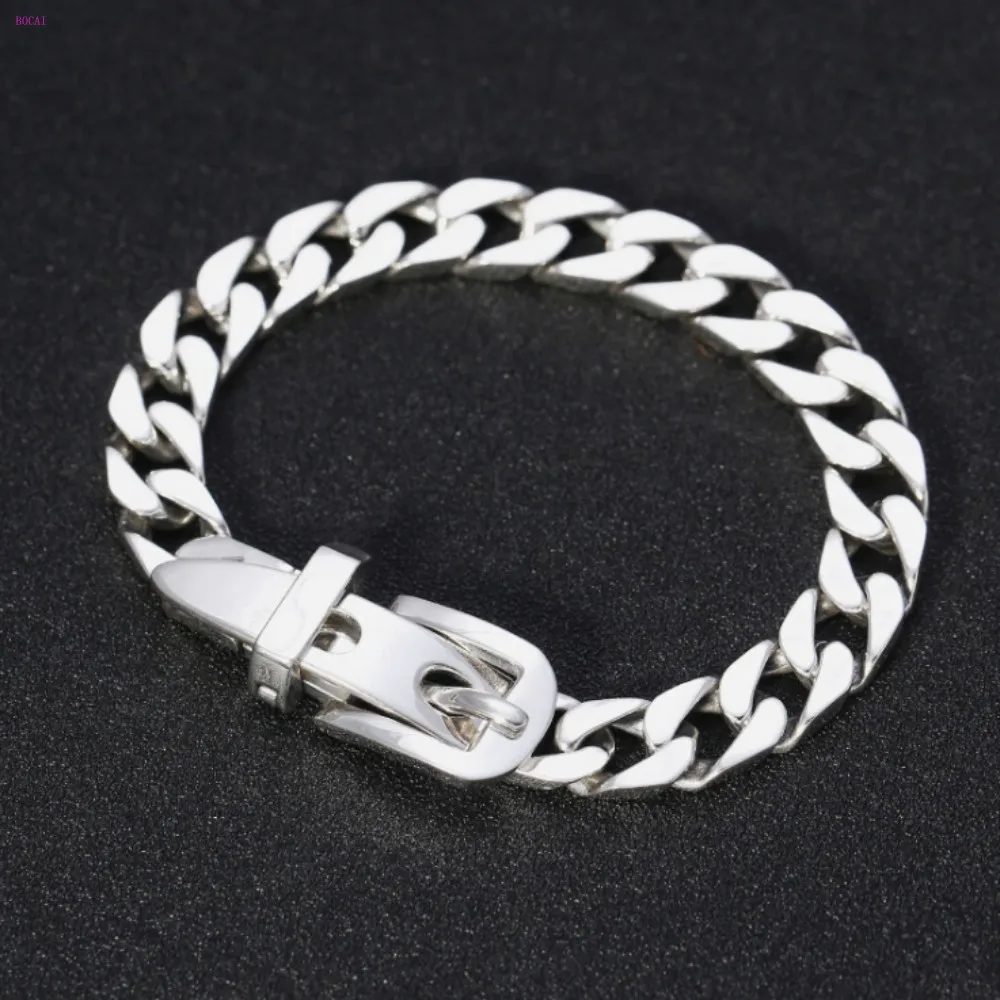 S925 Стерлинговое серебро, ювелирные изделия для мужчин и wo, для влюбленных, личность, тайское серебро, простое творчество, браслет в виде ремня с пряжкой для мужчин