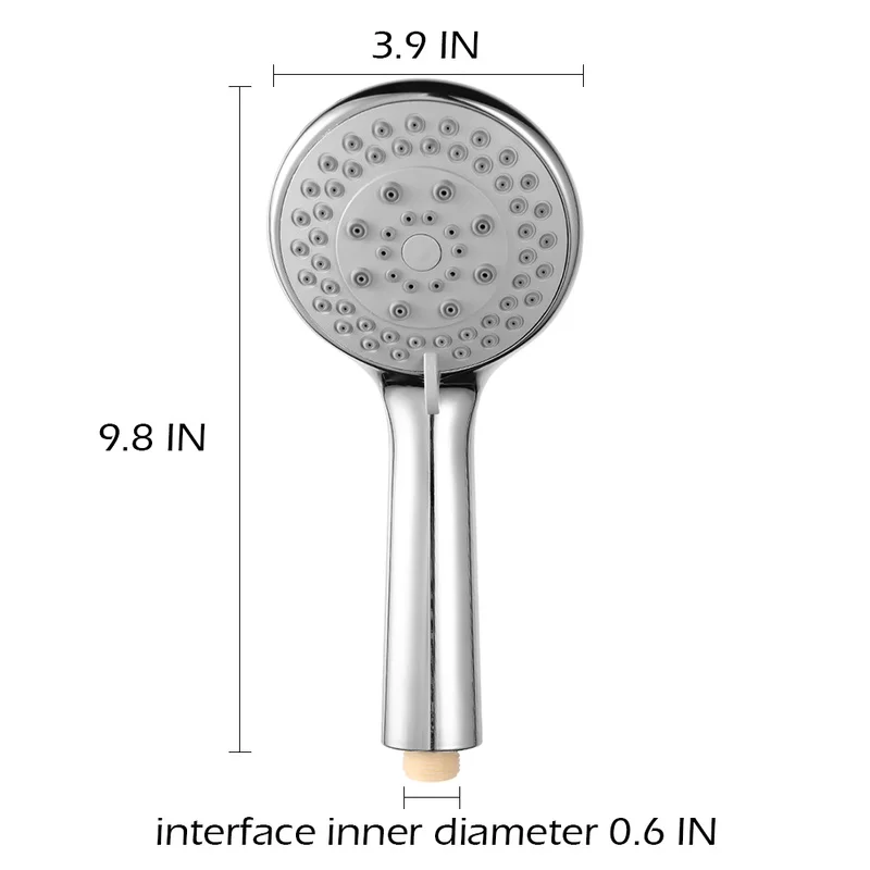 5 Modes ABS Bathroom Shower Head Big Panel Round Chrome Rain Head Water Save Classic Design Rain Showerhead Replacement Parts