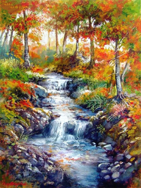 Diamond Painting Waterfall Scenery Full Square Diamond Embroidery Mosaic Picture Of Rhinestones Home Decor Gift