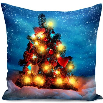

45x45cm PillowCover LED Lights Christmas Decorations for Home Santa Clause Deer Luminescent Lamp Pillow Cover Cushion Home Decor