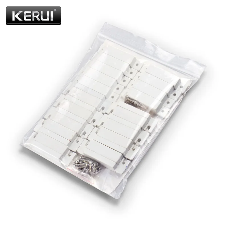 

KERUI 10pcs/lot Wired Door Window Magnetic Sensor Switch Work With PTSN GSM Alarm System Wired zone Q2 10A