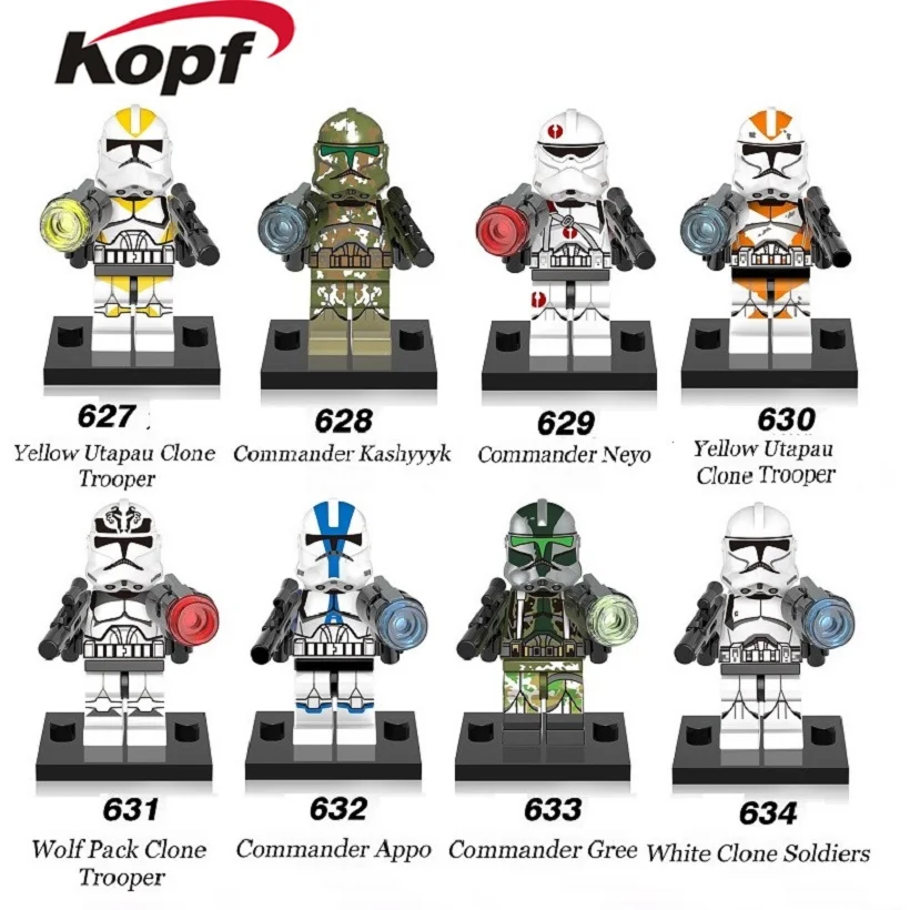 

Building Blocks Space White Yellow Utapau Trooper Soldiers Commander Kashyyyyk Appo Bricks Toys for children X0162