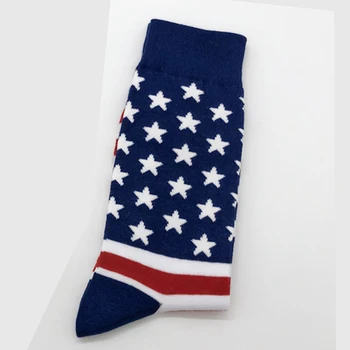 

1 Pair Gift Non Slip Men Socks Middle Tube Cotton Blend Stars Breathable Comfortable Soft America Flag Stripes Fashion Printed