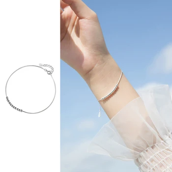 

Mocanie Classic 925 Sterling Silver Little Balls Snake Bone Chain Adjustable Bracelet Anklet for Women Fine Jewelry 2020 Years