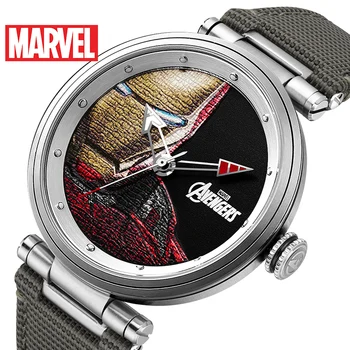 

Disney official Genuine Marvel Avengers Iron man quartz Watches 50m waterproof leather stainless steel m-9047 Relogio Masculino