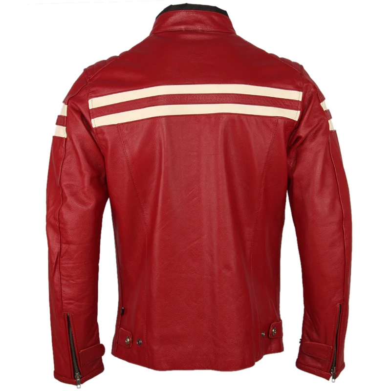 Мужская мотоциклетная кожаная куртка из натуральной воловьей кожи, мужская приталенная куртка-бомбер, Байкерская кожаная куртка, осеннее пальто M218