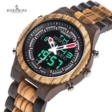 Бобо птица светящиеся стрелки часы для мужчин дерево ручной работы Авто Дата деревянный ремешок мужские часы в подарочной коробке Рождество Relogio Masculino B-P02