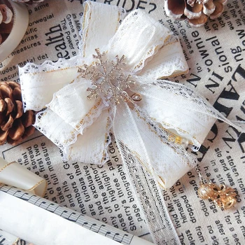 

England style Women Bow Tie Lolita College style Butterfly brooch Romantic lace bowtie Dress collar neck tie Shirt accessories