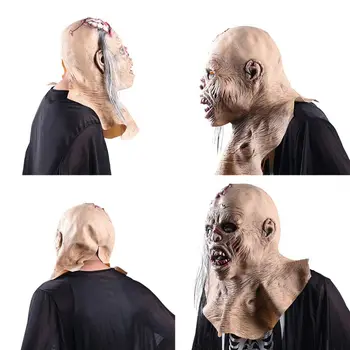 

Halloween Horror Latex Mask Adults Party Mask Horror Bald Bad Face Wig Party Hood Creepy Scary Festival Cosplay Costume Props