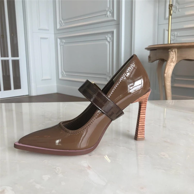 Обувь с острым носком; женская обувь на тонком высоком каблуке с пряжкой; Zapatos De Mujer; женская обувь из лакированной кожи; свадебные модельные женские туфли-лодочки