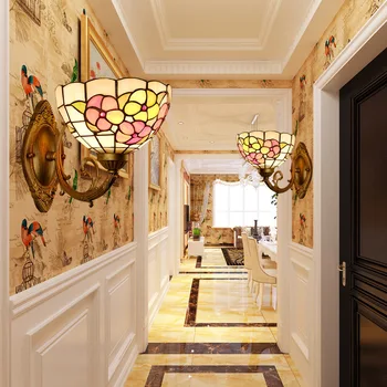 

stained glass sitting room the bedroom the head of a bed study corridor rural village small broken flower wall lamp