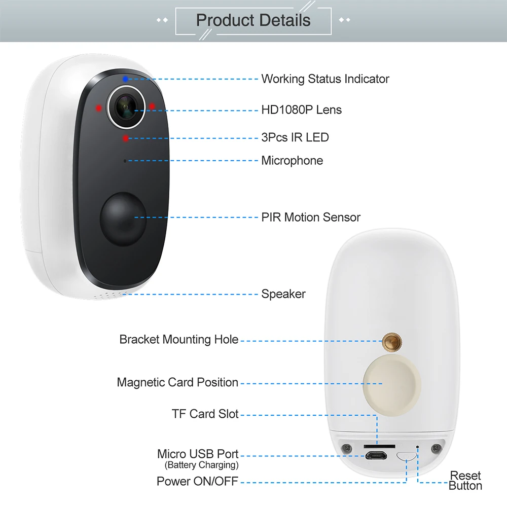 Водонепроницаемая беспроводная камера видеонаблюдения HD 1080P Wi Fi|Камеры
