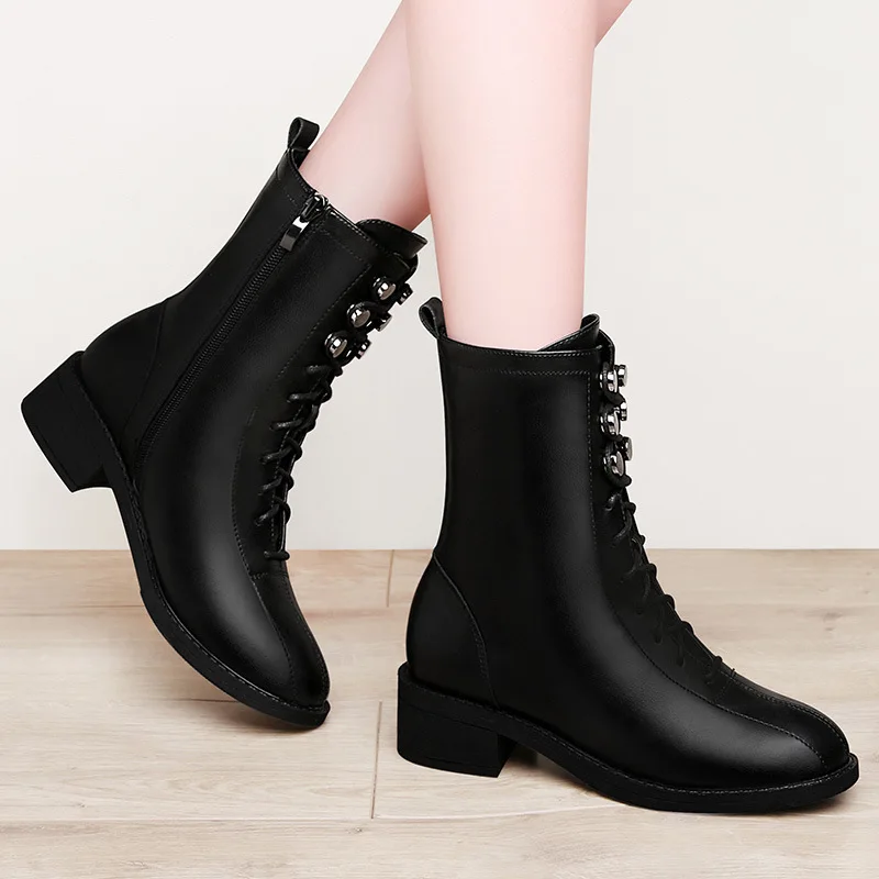 

Chunky-Heel Motorcycle Boots Martin Boots Women's British-Style Short Boots 2019 Autumn And Winter New Style Boots Short WOMEN'S