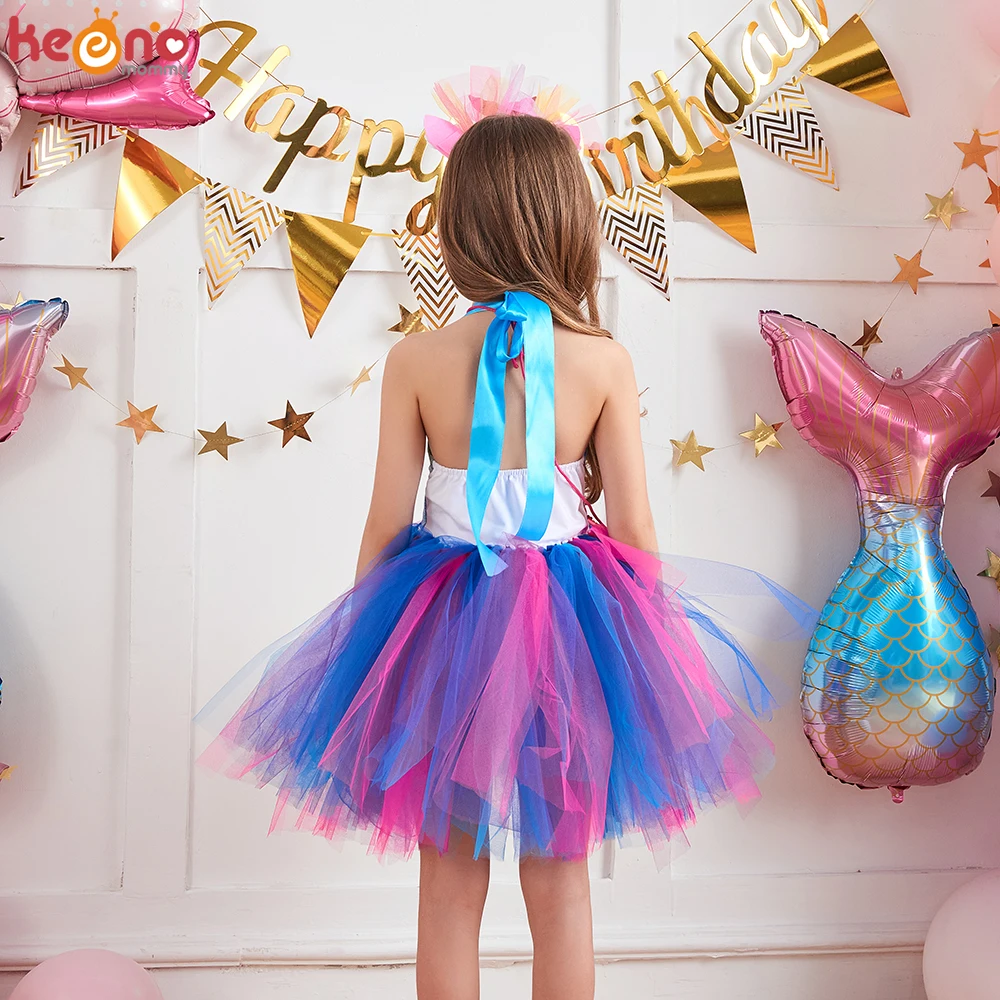 Vestido Tutu Extravagante de Sereia, Headband Fantasia, Kids