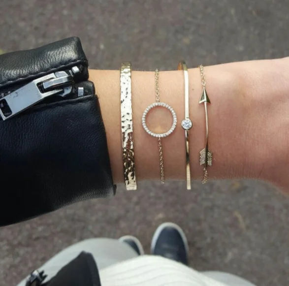 4 шт./компл. Для женщин панк золотыми кружочками с украшением в виде кристаллов со стрелками неправильные геометрические браслет-цепочка комплект ювелирных изделий Очаровательные пляжные ювелирные изделия аксессуары