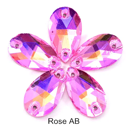 Rose-ab Красочные каплевидные Хрустальные стеклянные пришивные стразы с плоской задней стороной красные AB пришивные камни каплевидные Стразы для шитья одежды Y1250 - Цвет: Rose-ab