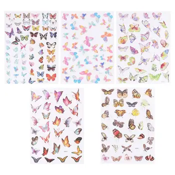 

5 Sheets Butterfly Assorted Pattern Stationery Stickers Diary Labels Hand Account Decal for Notebook Scrapbooking Suitcase