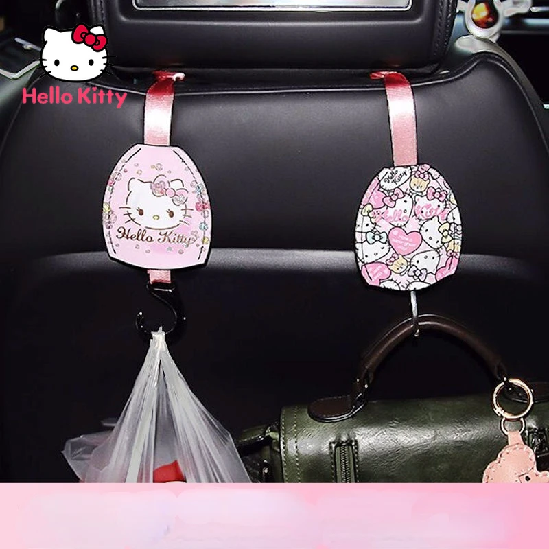 ハローキティのカーシートバックフック漫画かわいい車クリエイティブな目に見えないフック車の収納フック Stickers Aliexpress