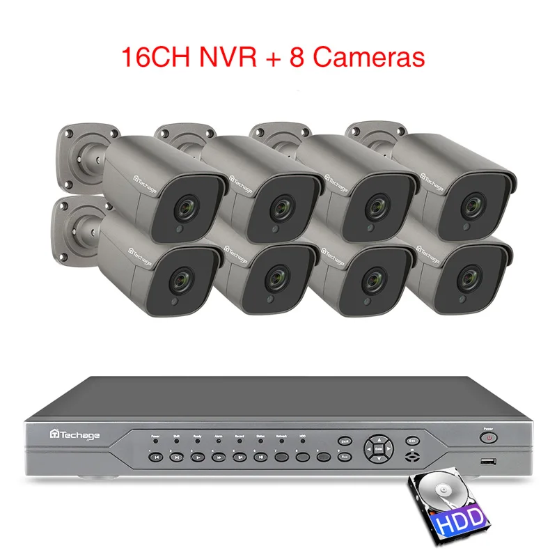 H.265 16CH 5MP 4K HD POE NVR комплект системы видеонаблюдения ИК наружная двухсторонняя аудио AI IP камера P2P комплект видеонаблюдения 2 ТБ HDD - Цвет: 16CH NVR 8 Cameras