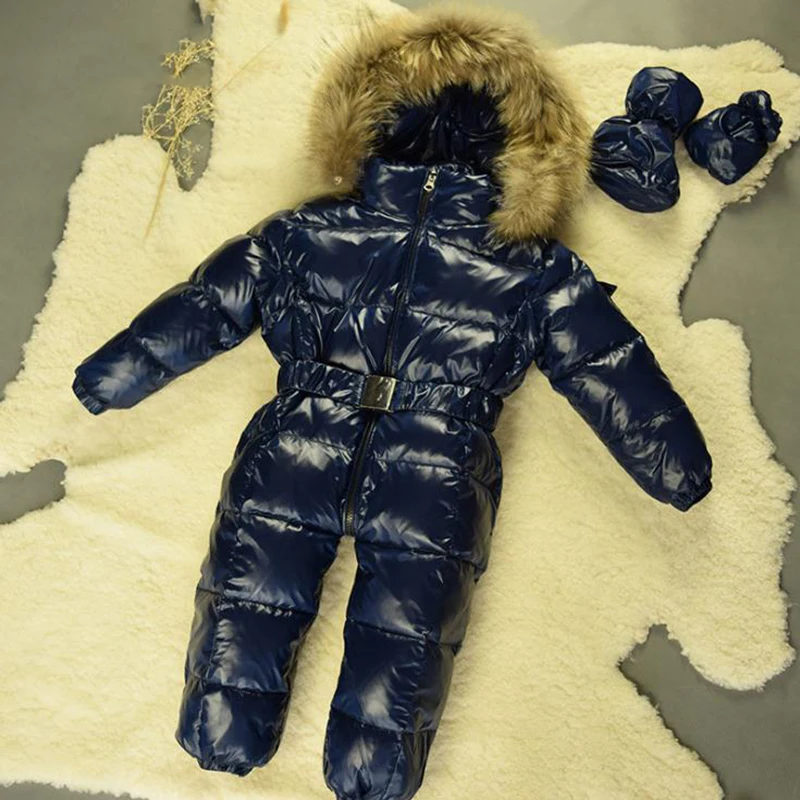 Зимний комбинезон для маленьких мальчиков; детский зимний комбинезон с капюшоном; теплые зимние комбинезоны для детей; русская зимняя одежда - Цвет: Color 1