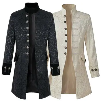 

Men's Gothic Brocade Jacket Retro Collar Frock Steampunk Victorian Dress Coats